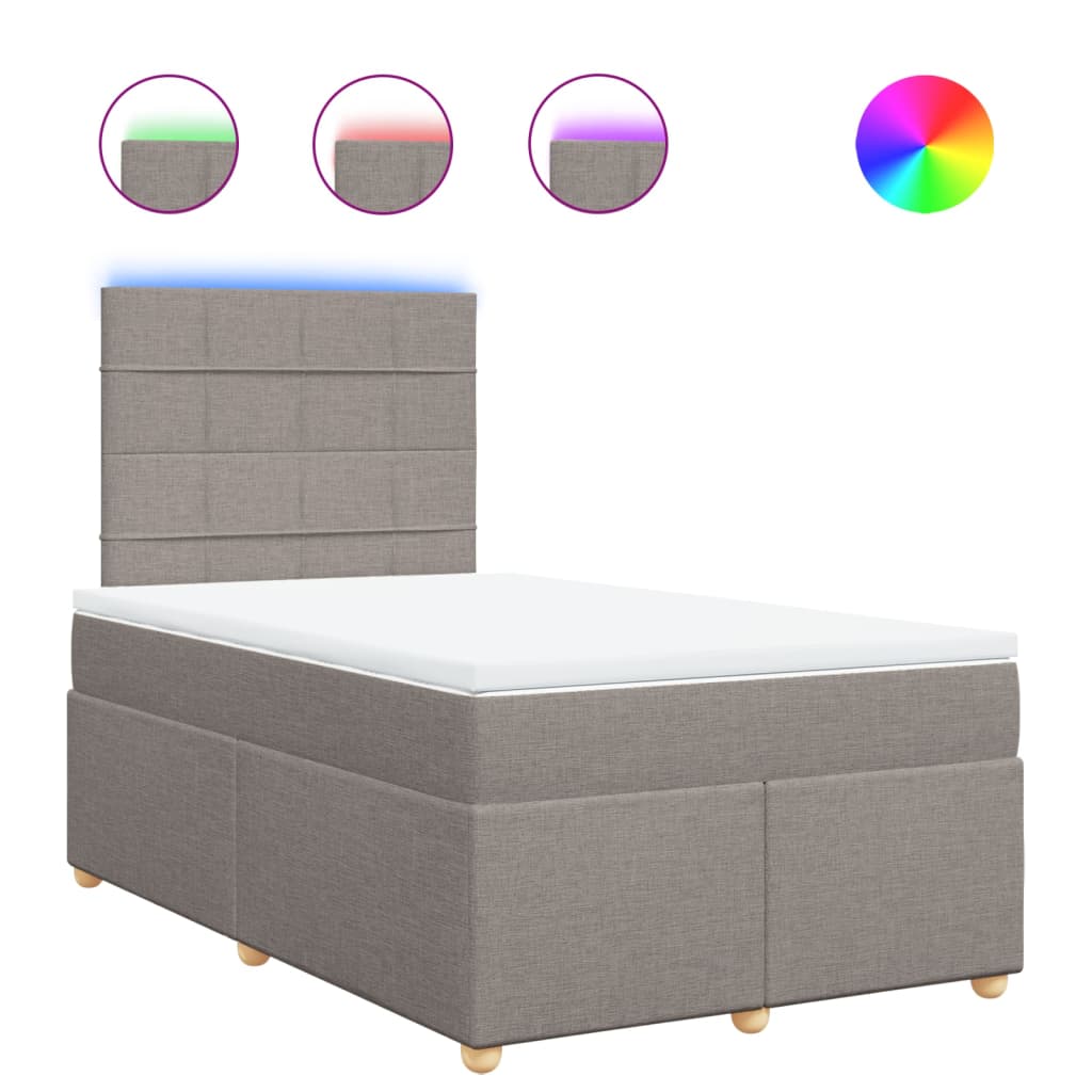 vidaXL Κρεβάτι Boxspring με Στρώμα Taupe 120x190 εκ. Υφασμάτινο