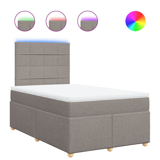 vidaXL Κρεβάτι Boxspring με Στρώμα Taupe 120x190 εκ. Υφασμάτινο