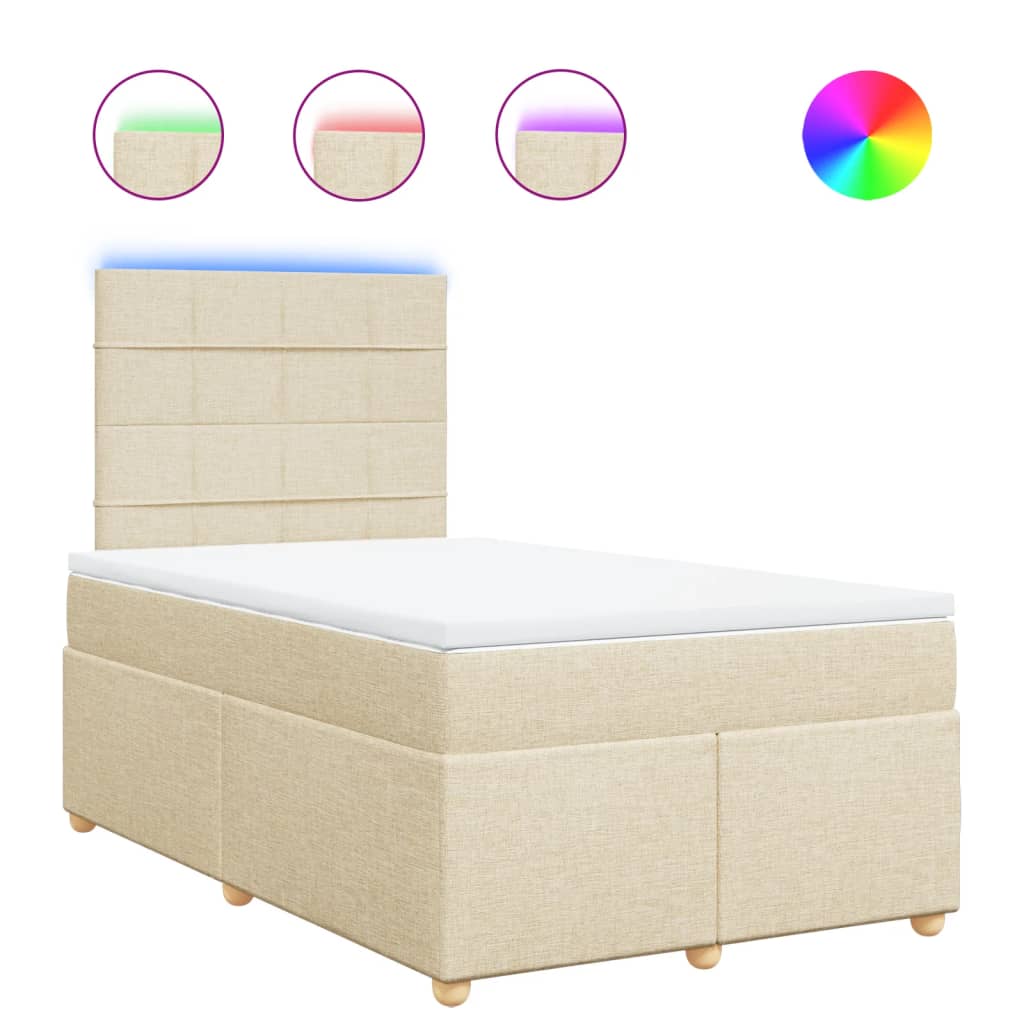 vidaXL Κρεβάτι Boxspring με Στρώμα Κρεμ 120x190 εκ. Υφασμάτινο
