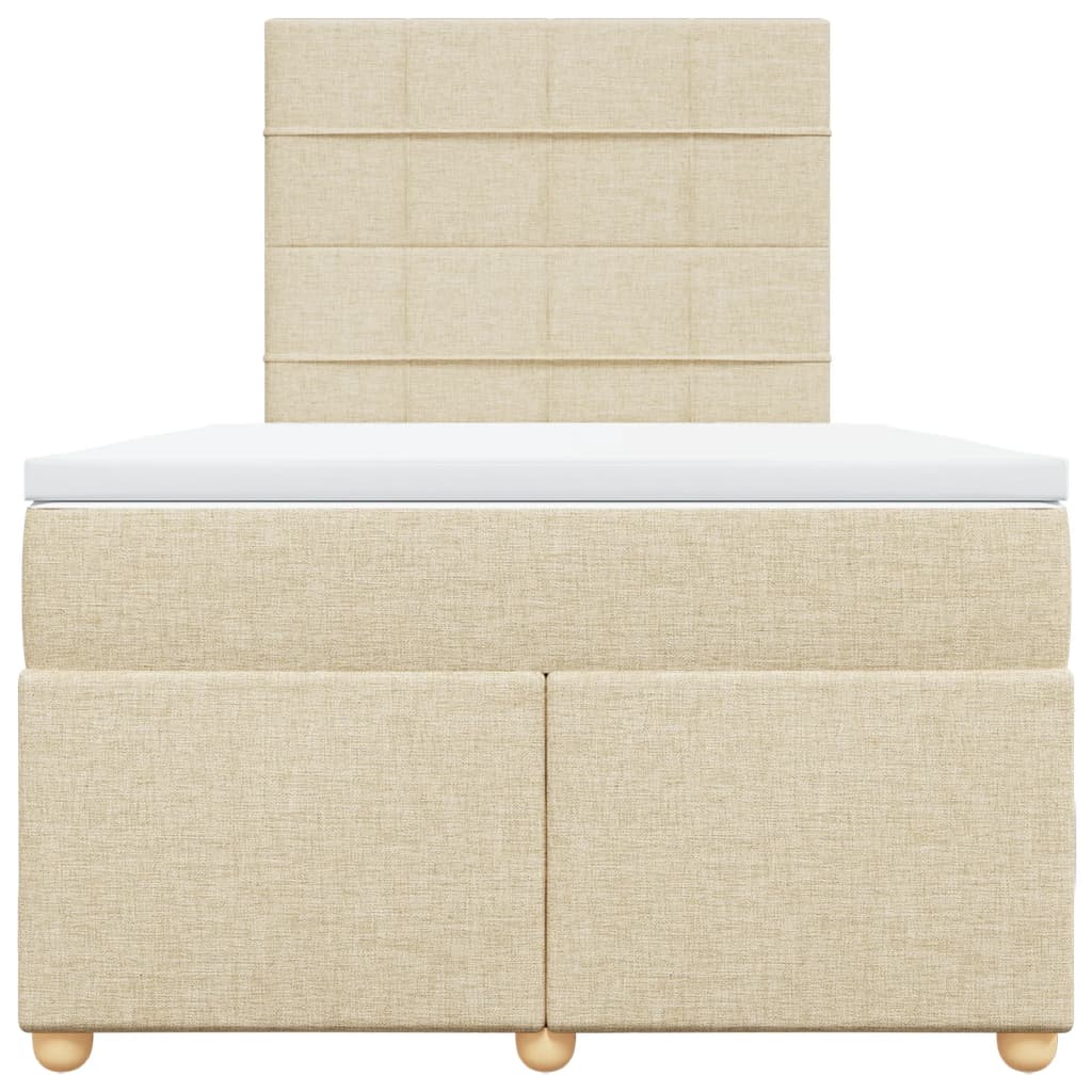 vidaXL Κρεβάτι Boxspring με Στρώμα Κρεμ 120x190 εκ. Υφασμάτινο