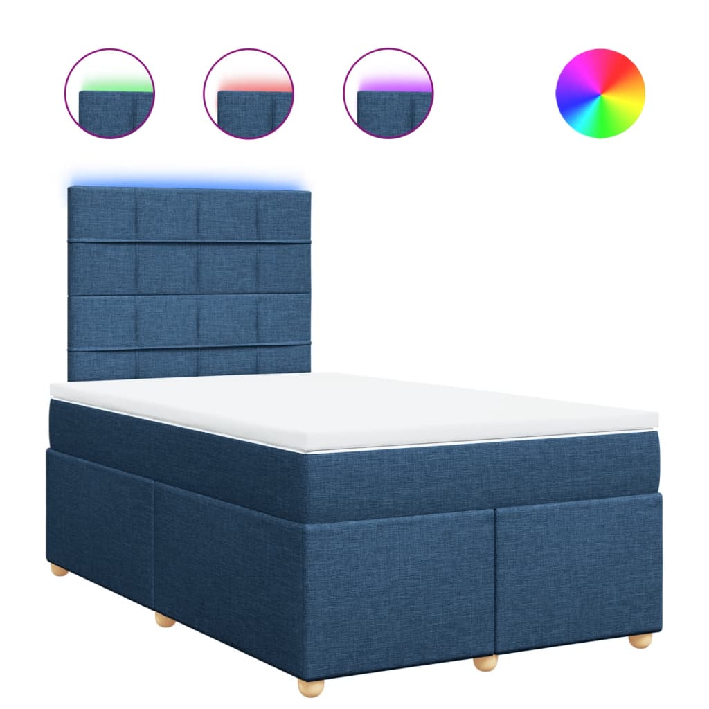 vidaXL Κρεβάτι Boxspring με Στρώμα Μπλε 120x190 εκ. Υφασμάτινο