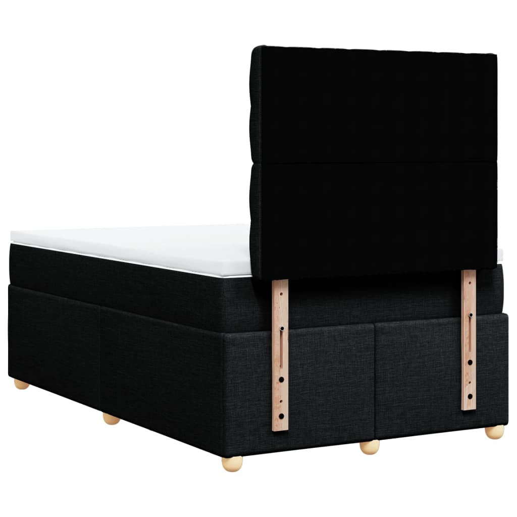 vidaXL Κρεβάτι Boxspring με Στρώμα Μαύρο 120x190 εκ. Υφασμάτινο