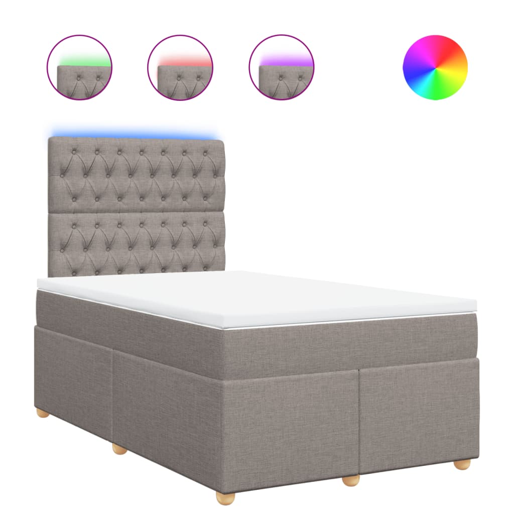 vidaXL Κρεβάτι Boxspring με Στρώμα Taupe 120x190 εκ. Υφασμάτινο