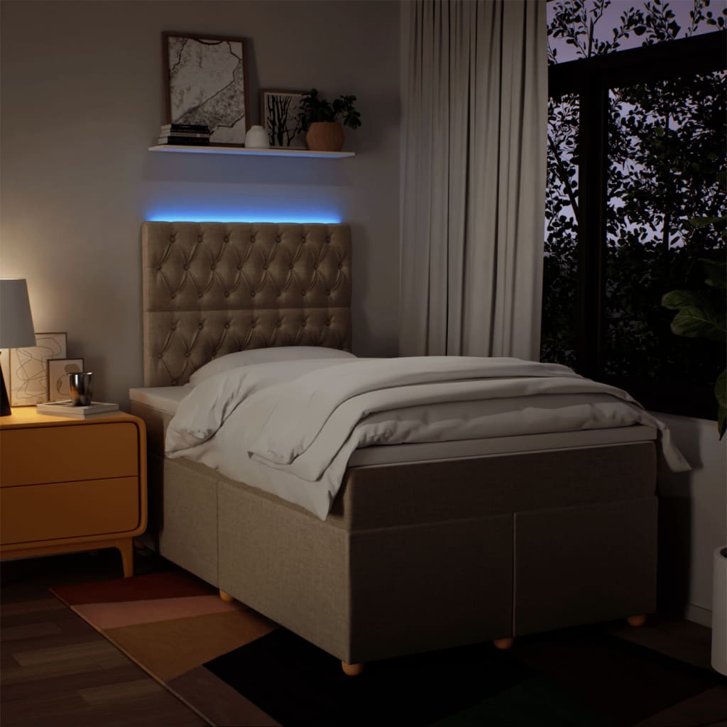vidaXL Κρεβάτι Boxspring με Στρώμα Κρεμ 120x190 εκ. Υφασμάτινο
