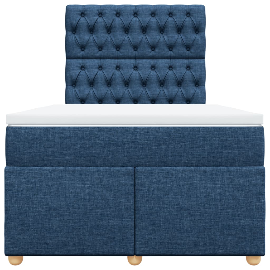 vidaXL Κρεβάτι Boxspring με Στρώμα Μπλε 120x190 εκ. Υφασμάτινο
