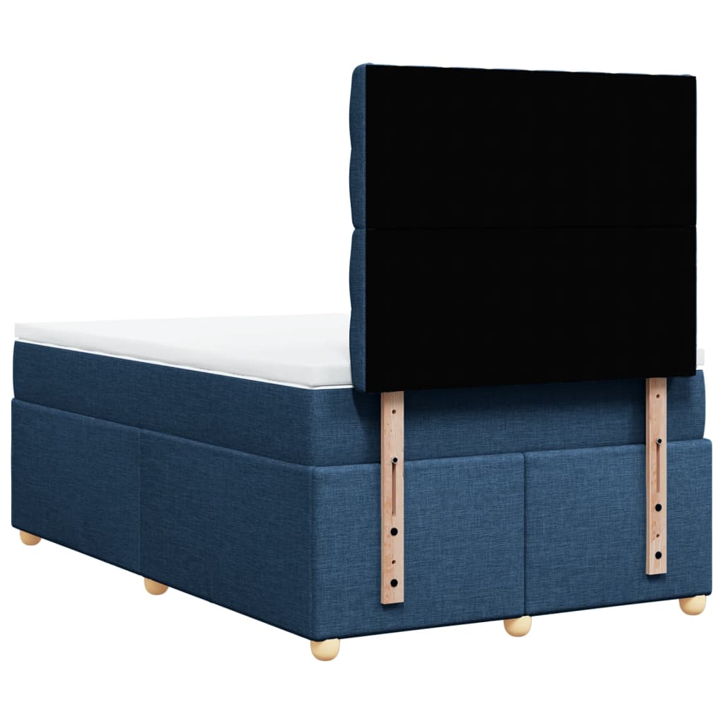 vidaXL Κρεβάτι Boxspring με Στρώμα Μπλε 120x190 εκ. Υφασμάτινο