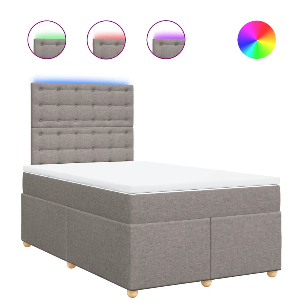 vidaXL Κρεβάτι Boxspring με Στρώμα Taupe 120x190 εκ. Υφασμάτινο