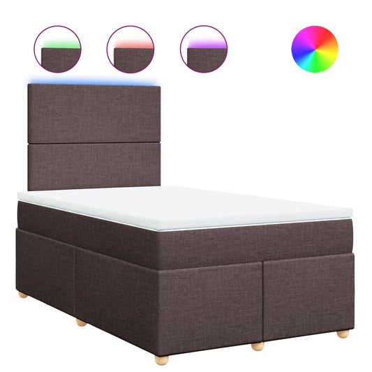 vidaXL Κρεβάτι Boxspring με Στρώμα Σκούρο Καφέ 120x200 εκ. Υφασμάτινο