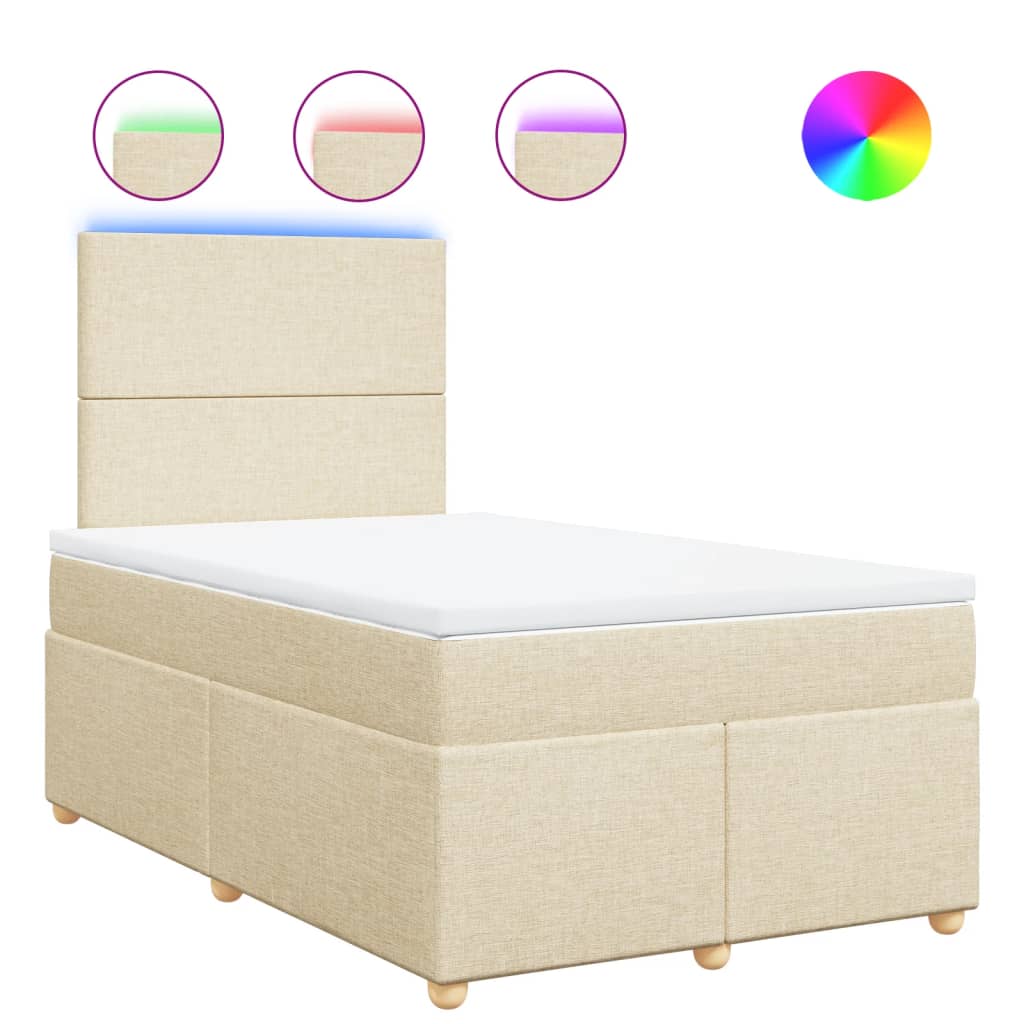 vidaXL Κρεβάτι Boxspring με Στρώμα Κρεμ 120x200 εκ. Υφασμάτινο