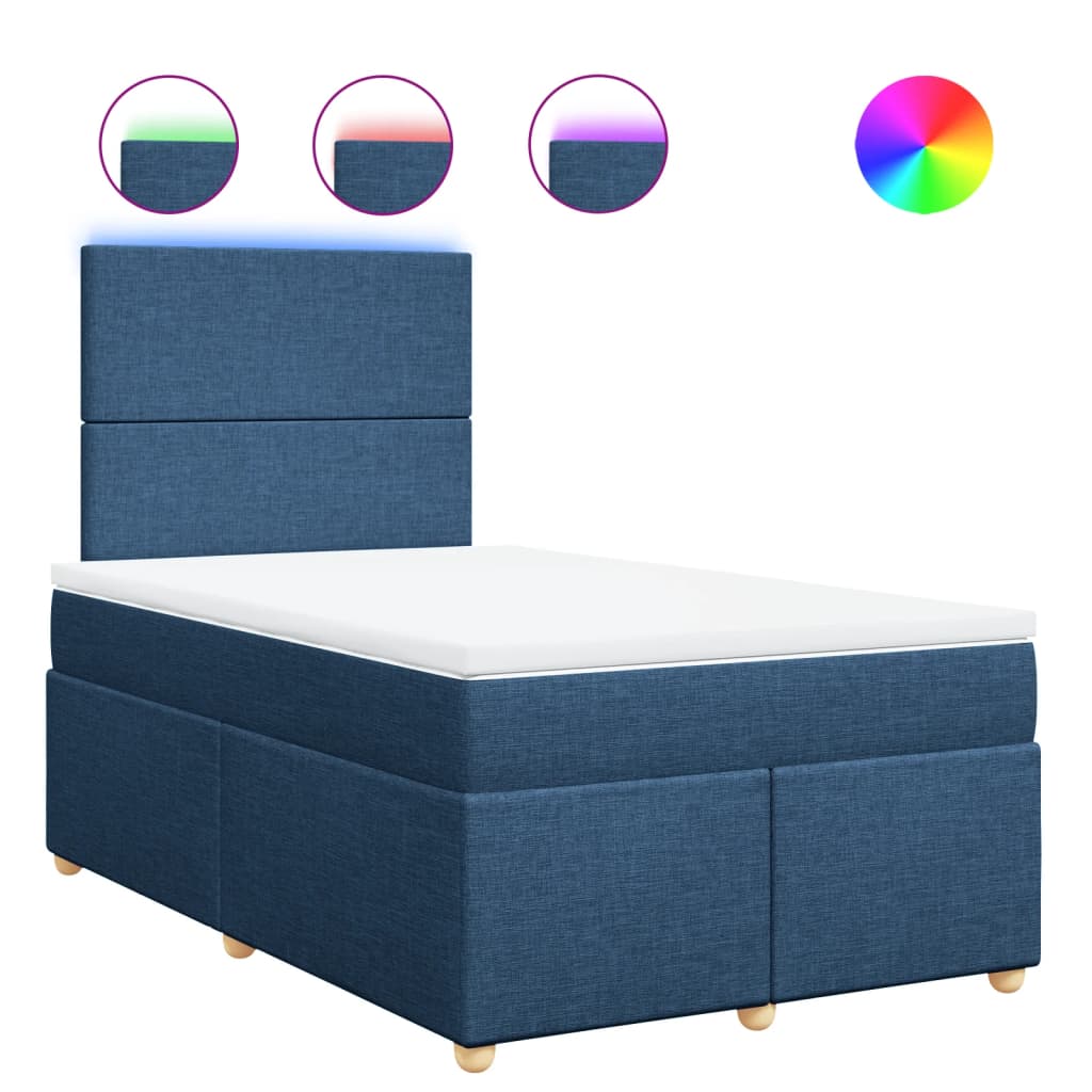 vidaXL Κρεβάτι Boxspring με Στρώμα Μπλε 120x200 εκ. Υφασμάτινο
