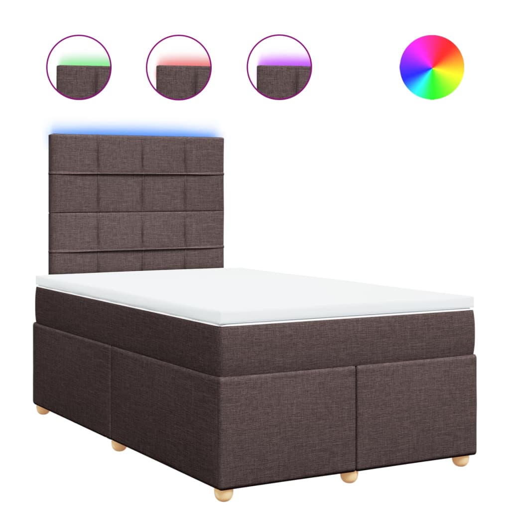 vidaXL Κρεβάτι Boxspring με Στρώμα Σκούρο Καφέ 120x200 εκ. Υφασμάτινο