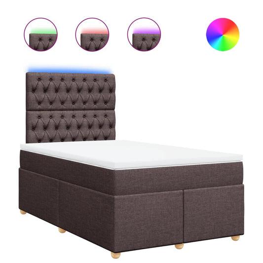 vidaXL Κρεβάτι Boxspring με Στρώμα Σκούρο Καφέ 120x200 εκ. Υφασμάτινο