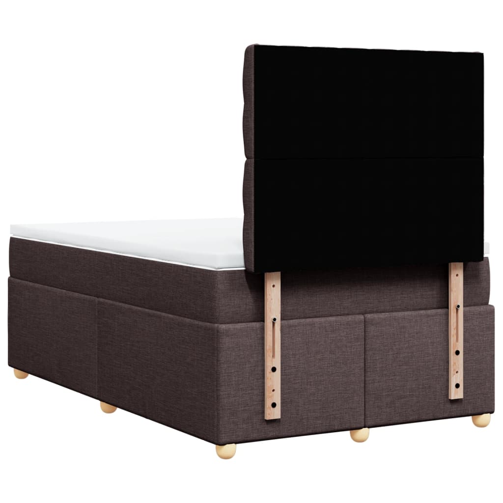 vidaXL Κρεβάτι Boxspring με Στρώμα Σκούρο Καφέ 120x200 εκ. Υφασμάτινο