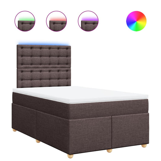vidaXL Κρεβάτι Boxspring με Στρώμα Σκούρο Καφέ 120x200 εκ. Υφασμάτινο