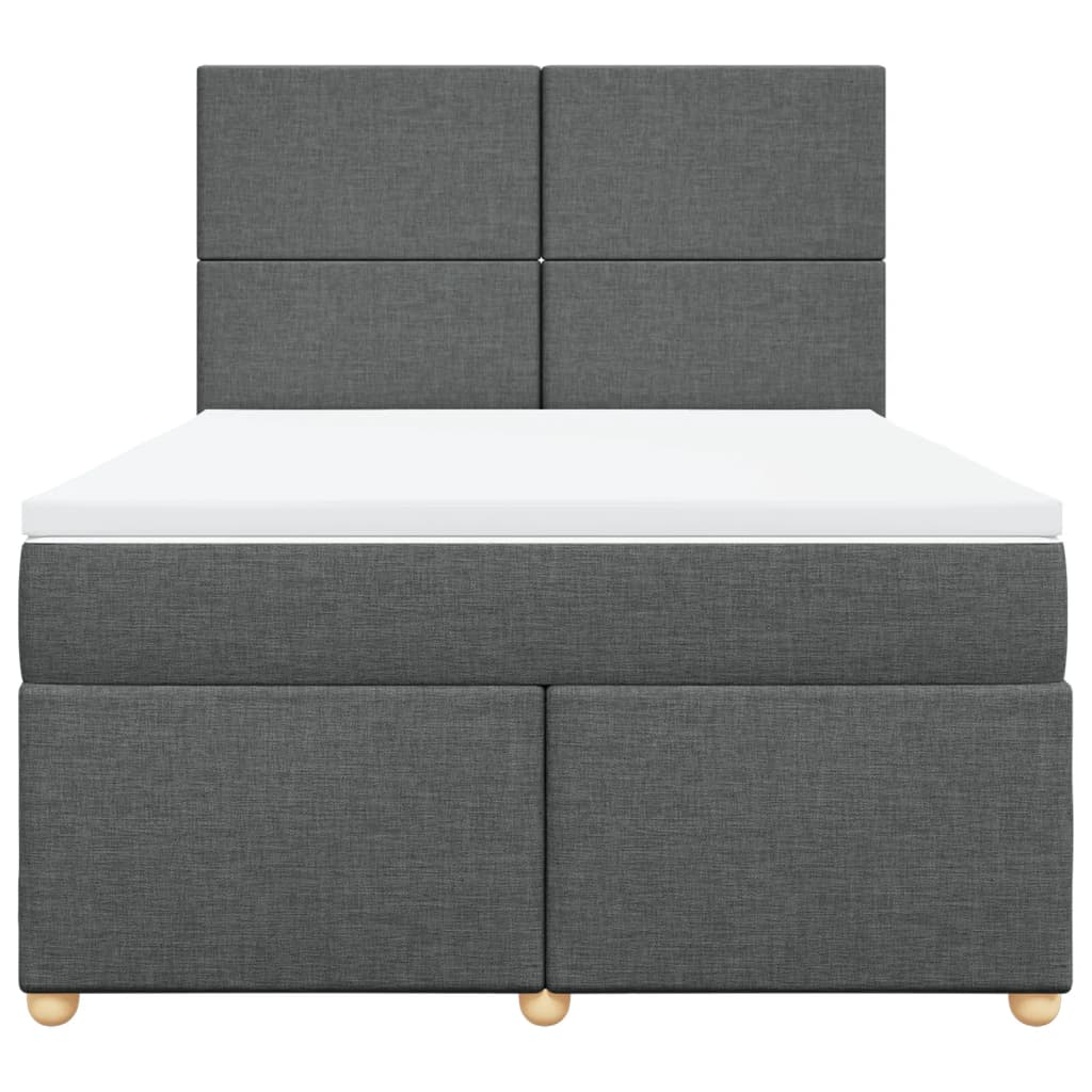 vidaXL Κρεβάτι Boxspring με Στρώμα Σκούρο Γκρι 140x190 εκ. Υφασμάτινο