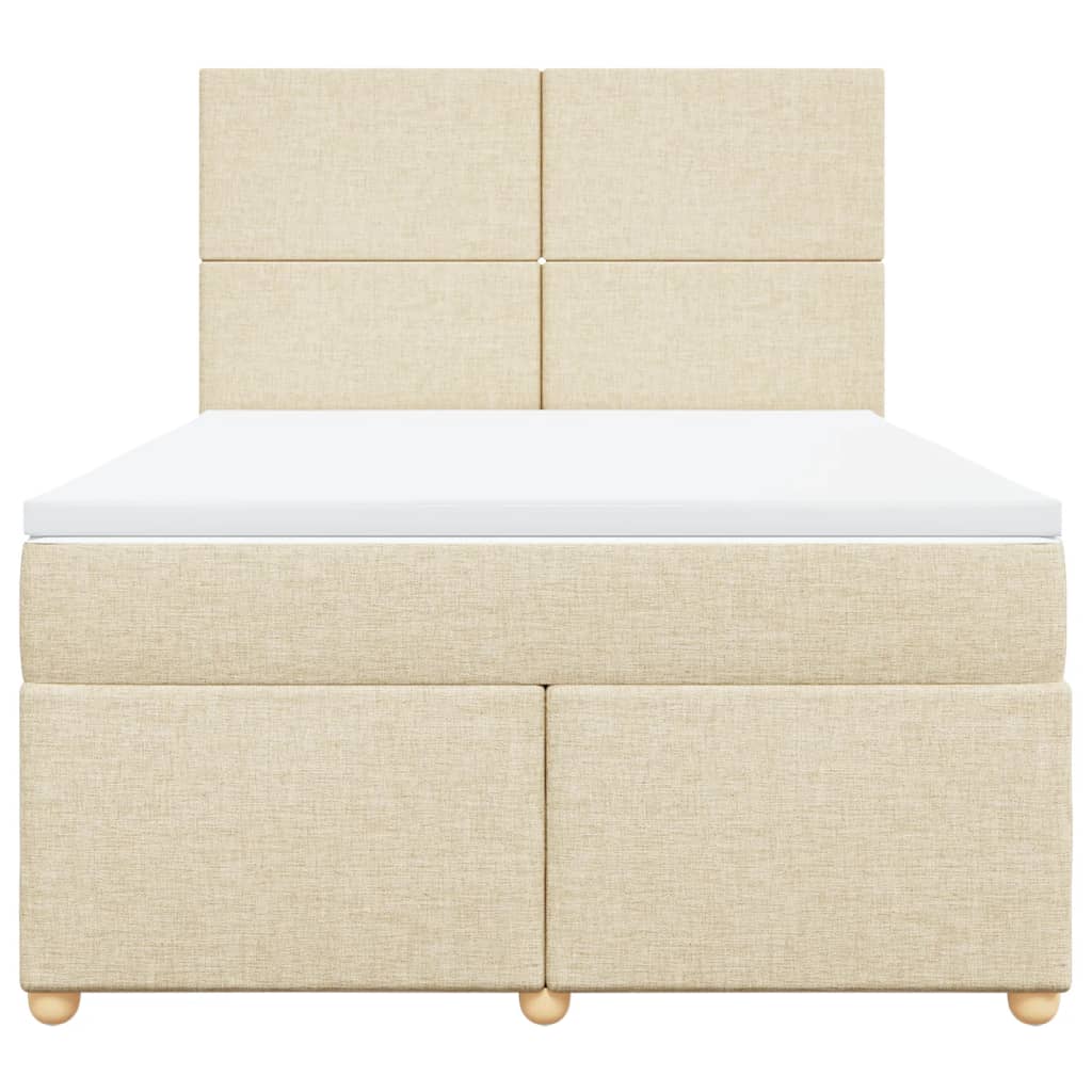 vidaXL Κρεβάτι Boxspring με Στρώμα Κρεμ 140x190 εκ. Υφασμάτινο