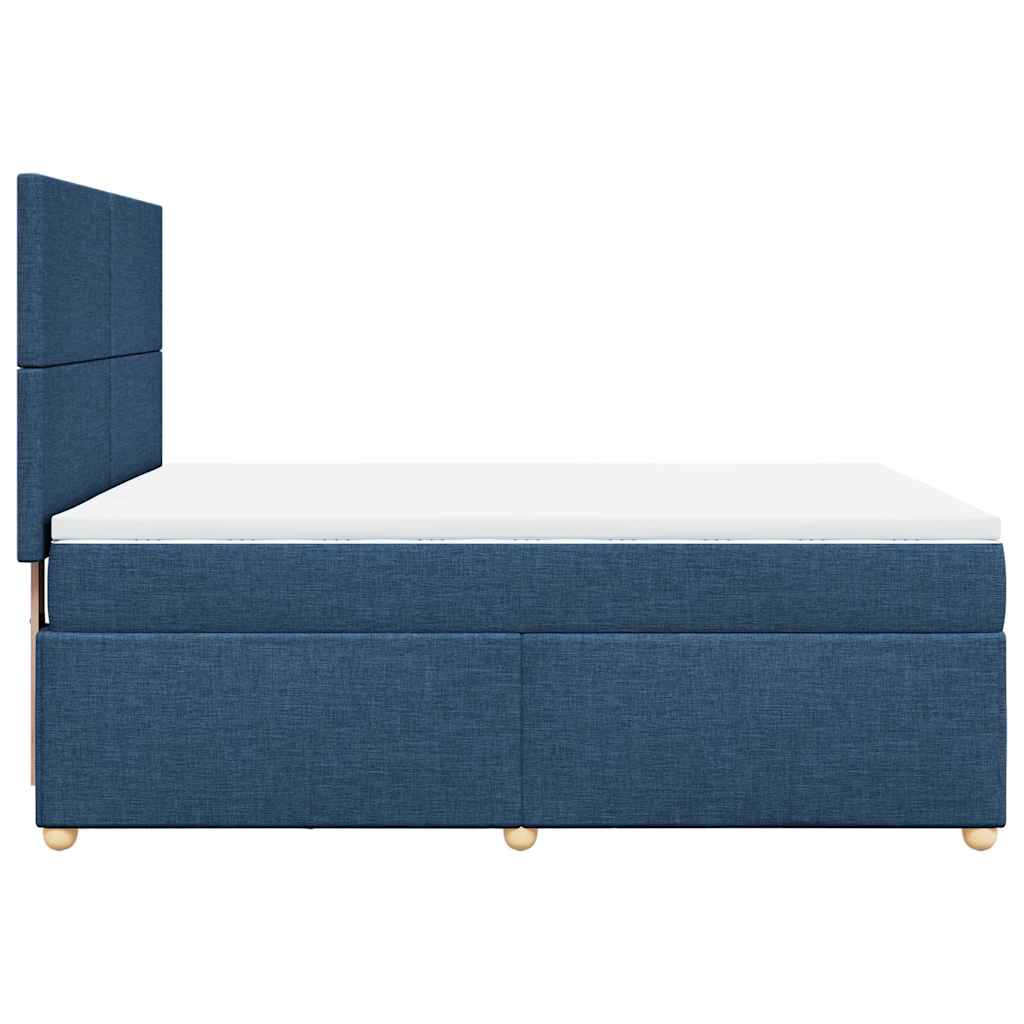 vidaXL Κρεβάτι Boxspring με Στρώμα Μπλε 140x190 εκ. Υφασμάτινο