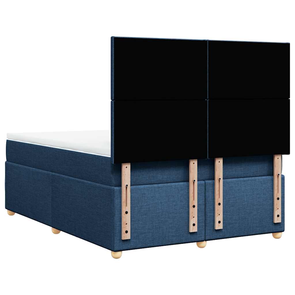 vidaXL Κρεβάτι Boxspring με Στρώμα Μπλε 140x190 εκ. Υφασμάτινο
