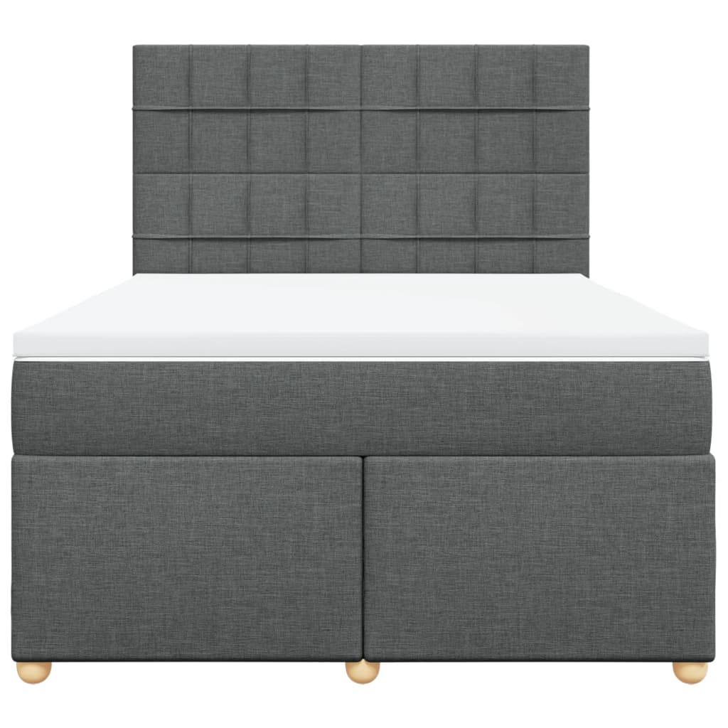 vidaXL Κρεβάτι Boxspring με Στρώμα Σκούρο Γκρι 140x190 εκ. Υφασμάτινο