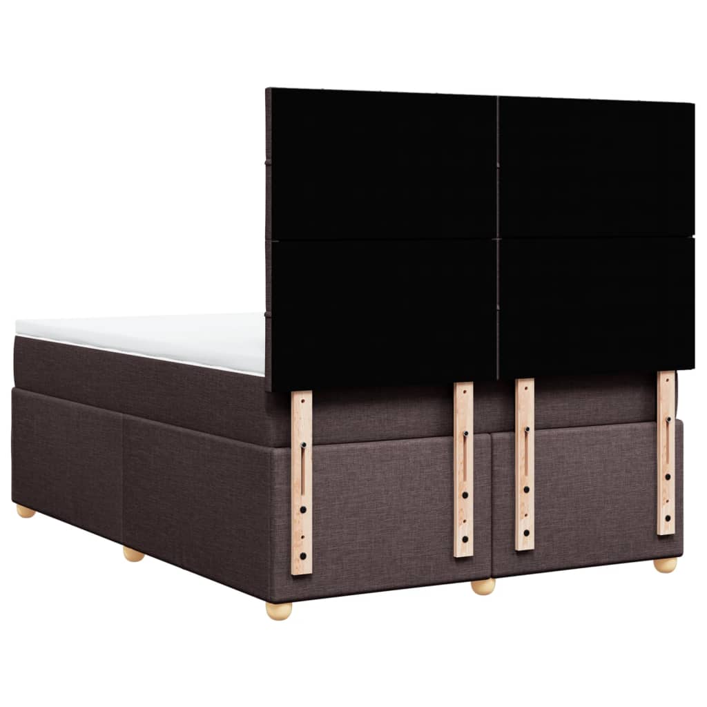 vidaXL Κρεβάτι Boxspring με Στρώμα Σκούρο Καφέ 140x190 εκ. Υφασμάτινο