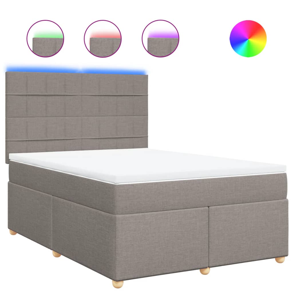 vidaXL Κρεβάτι Boxspring με Στρώμα Taupe 140x190 εκ. Υφασμάτινο