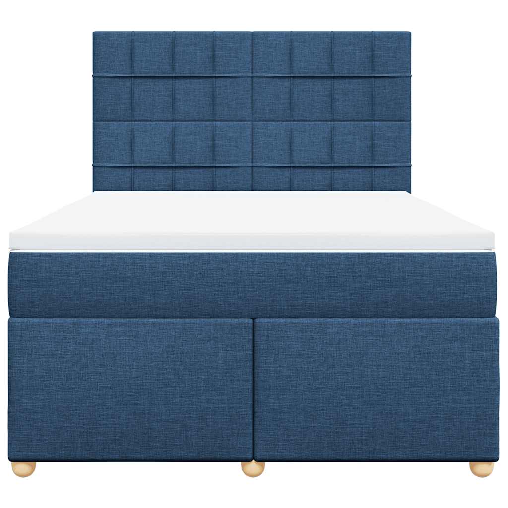 vidaXL Κρεβάτι Boxspring με Στρώμα Μπλε 140x190 εκ. Υφασμάτινο