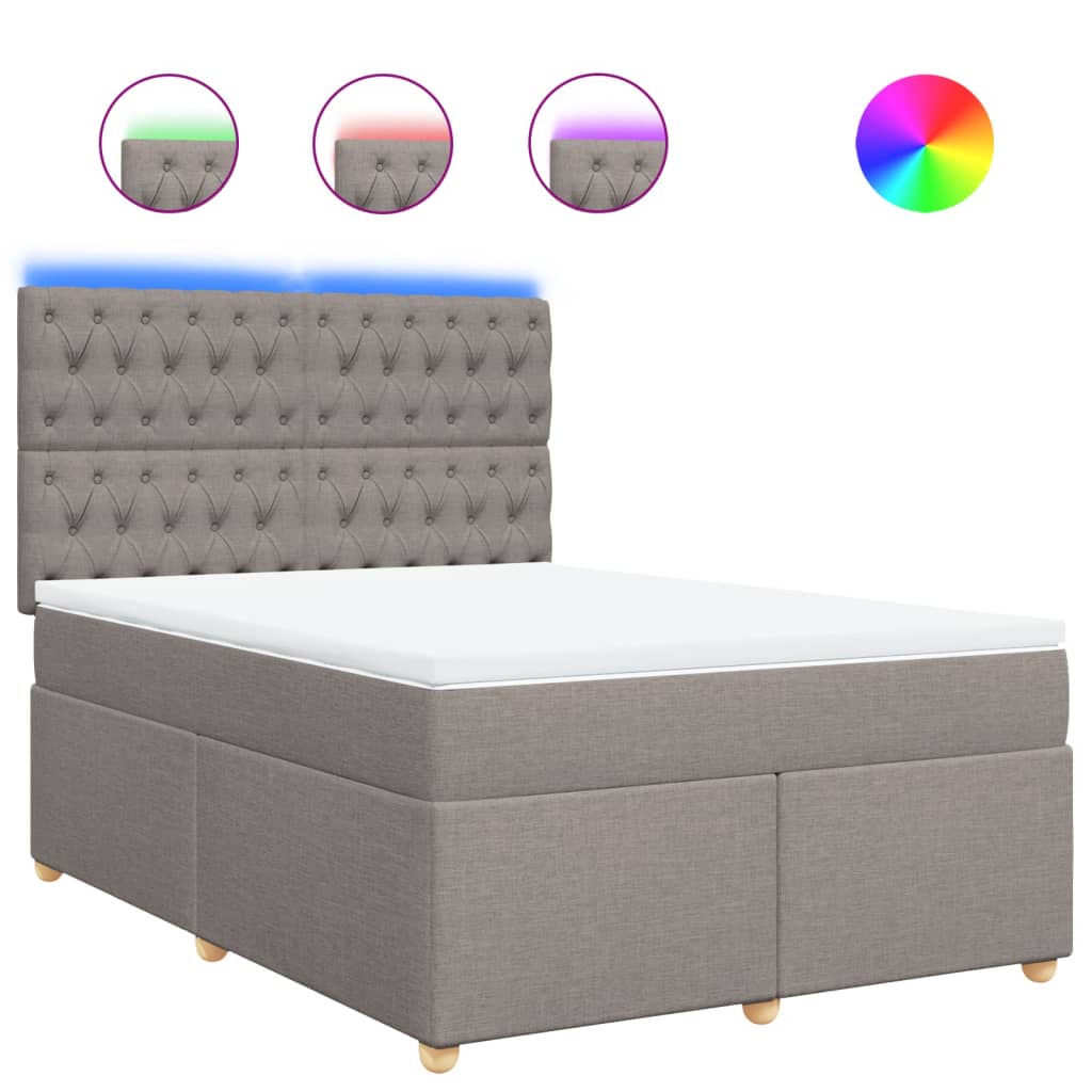 vidaXL Κρεβάτι Boxspring με Στρώμα Taupe 140x190 εκ. Υφασμάτινο