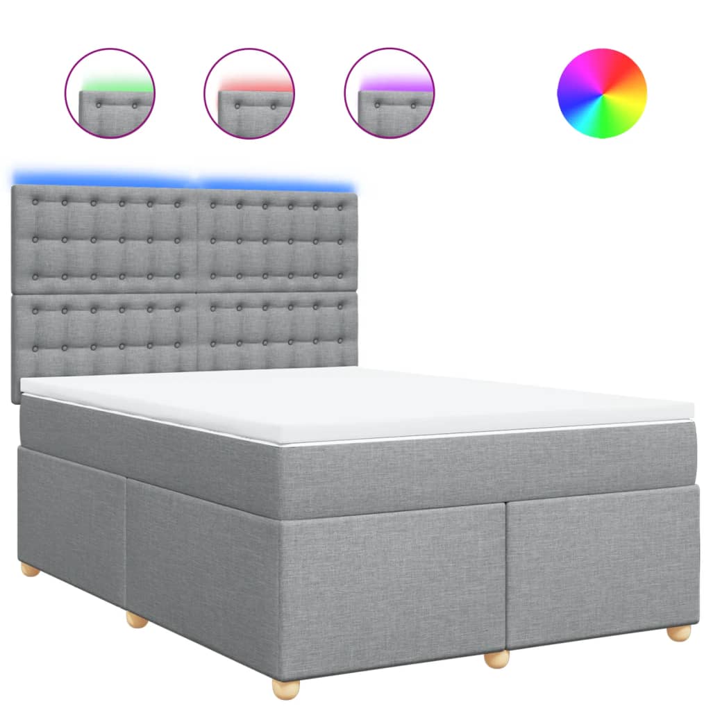 vidaXL Κρεβάτι Boxspring με Στρώμα Ανοιχτό Γκρι 140x190 εκ. Υφασμάτινο
