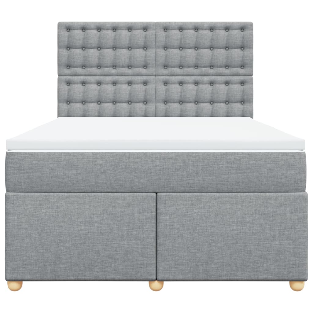 vidaXL Κρεβάτι Boxspring με Στρώμα Ανοιχτό Γκρι 140x190 εκ. Υφασμάτινο