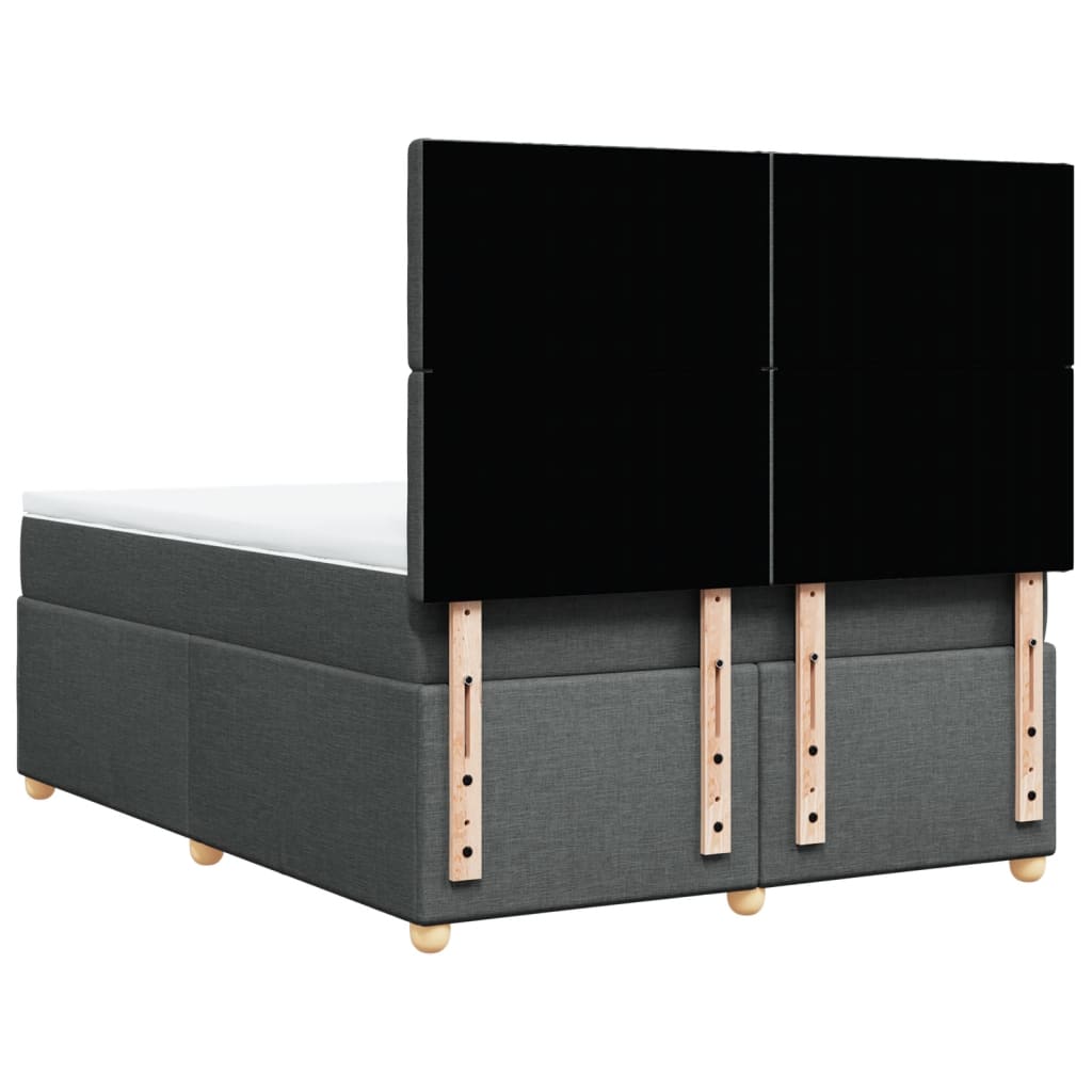 vidaXL Κρεβάτι Boxspring με Στρώμα Σκούρο Γκρι 140x190 εκ. Υφασμάτινο