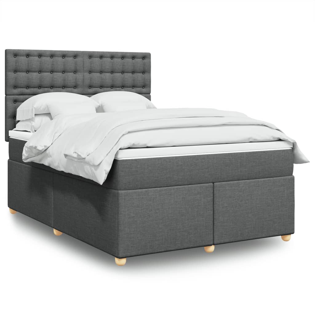 vidaXL Κρεβάτι Boxspring με Στρώμα Σκούρο Γκρι 140x190 εκ. Υφασμάτινο