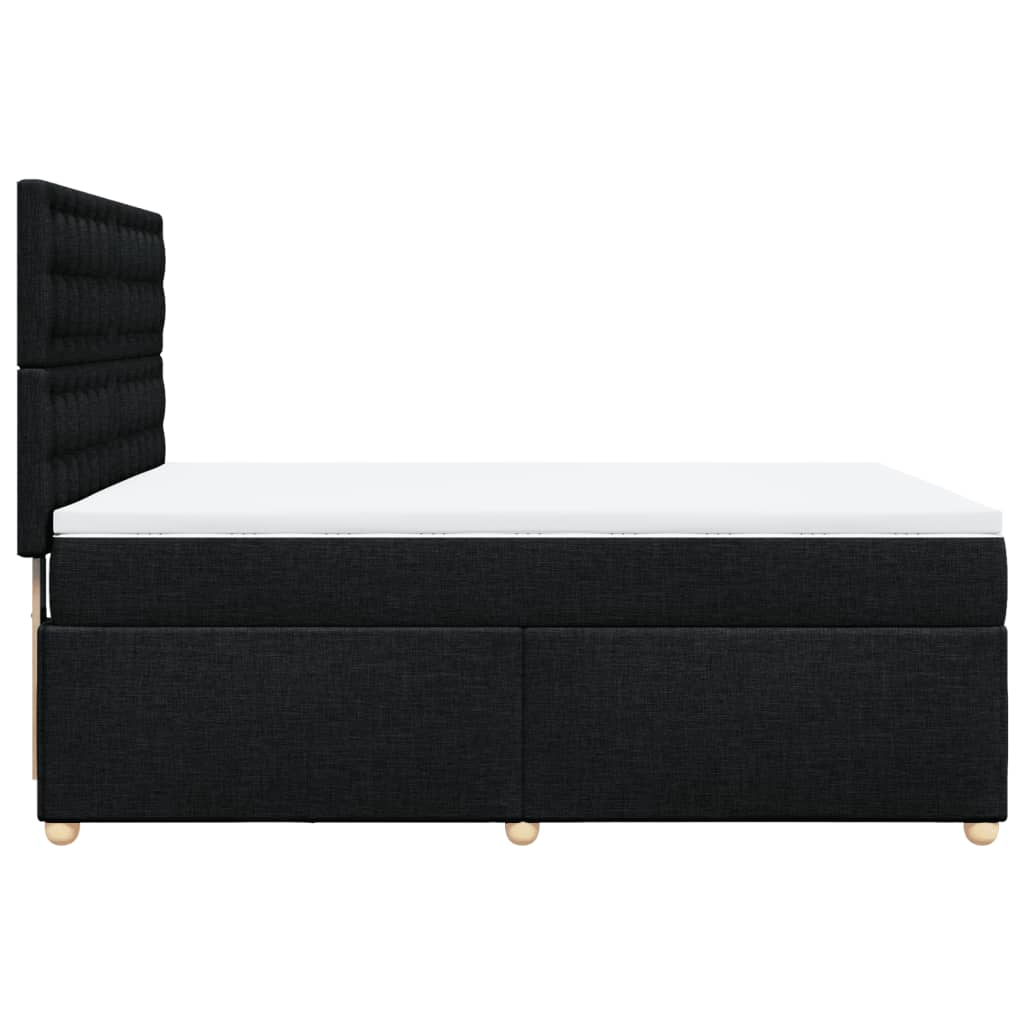 vidaXL Κρεβάτι Boxspring με Στρώμα Μαύρο 140x190 εκ. Υφασμάτινο
