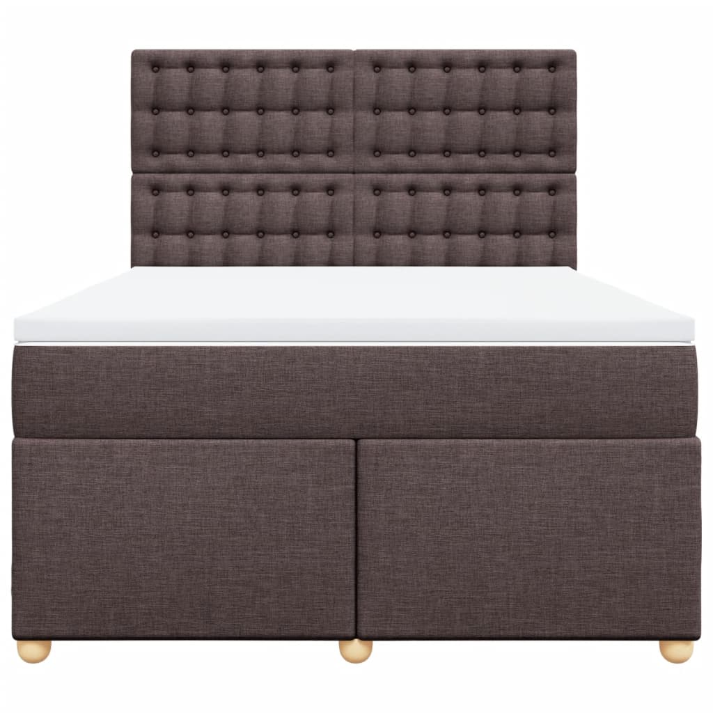 vidaXL Κρεβάτι Boxspring με Στρώμα Σκούρο Καφέ 140x190 εκ. Υφασμάτινο