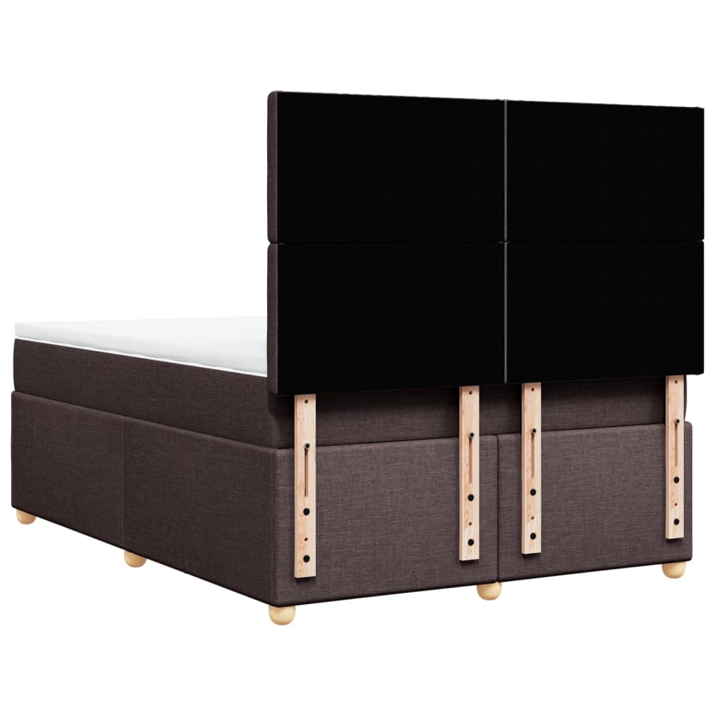 vidaXL Κρεβάτι Boxspring με Στρώμα Σκούρο Καφέ 140x190 εκ. Υφασμάτινο