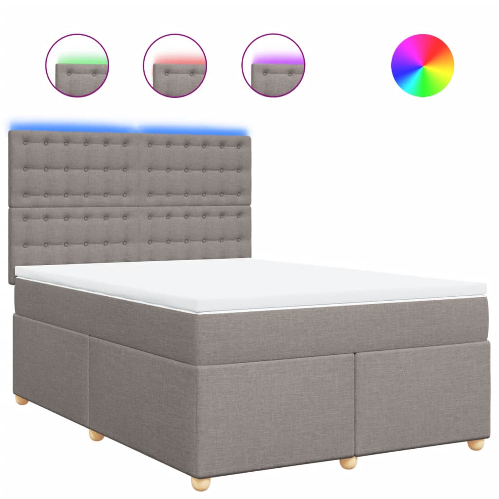 vidaXL Κρεβάτι Boxspring με Στρώμα Taupe 140x190 εκ. Υφασμάτινο