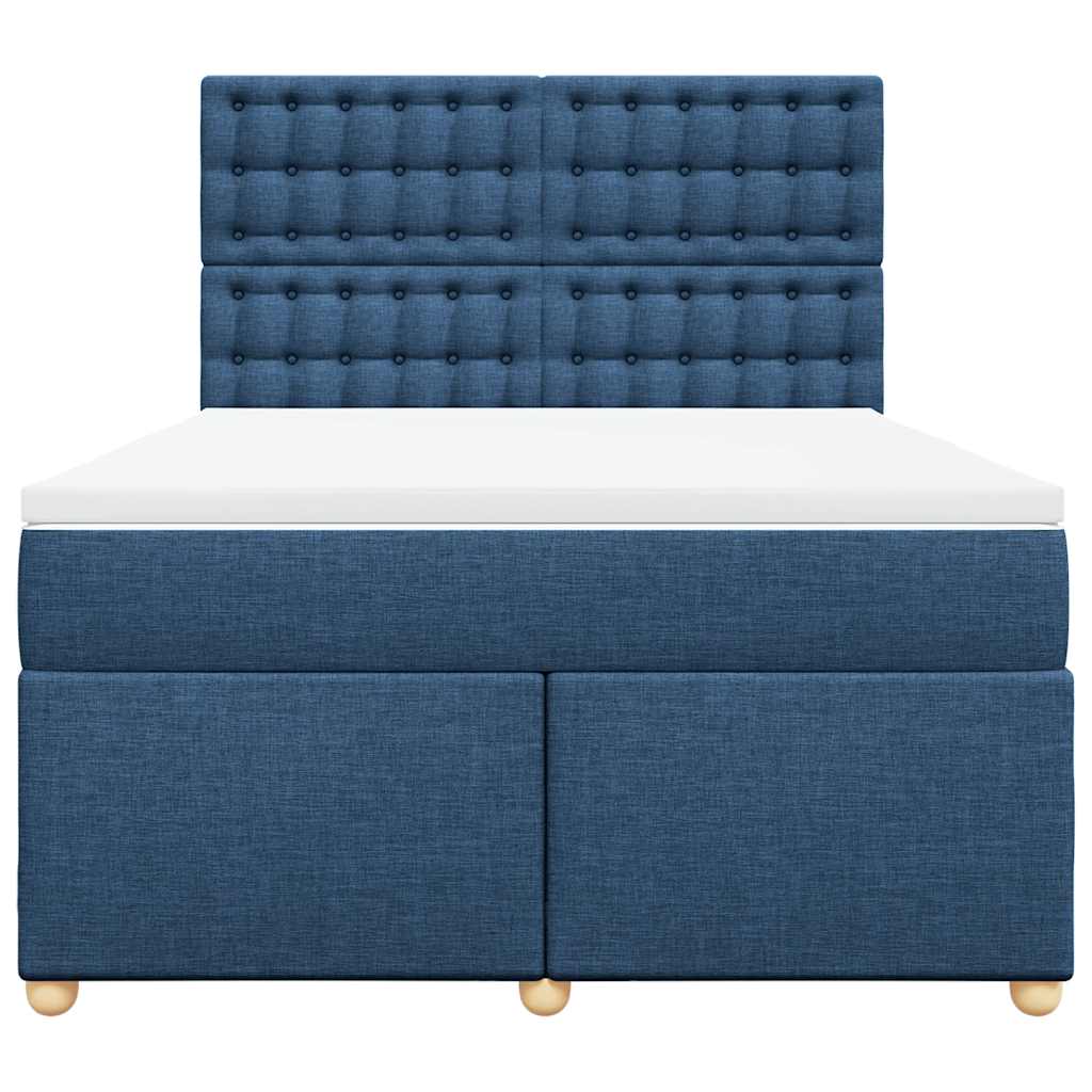 vidaXL Κρεβάτι Boxspring με Στρώμα Μπλε 140x190 εκ. Υφασμάτινο