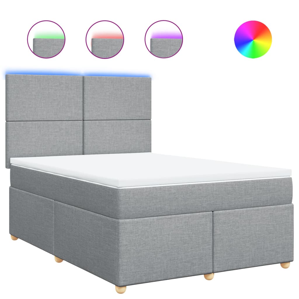 vidaXL Κρεβάτι Boxspring με Στρώμα Ανοιχτό Γκρι 140x200 εκ. Υφασμάτινο