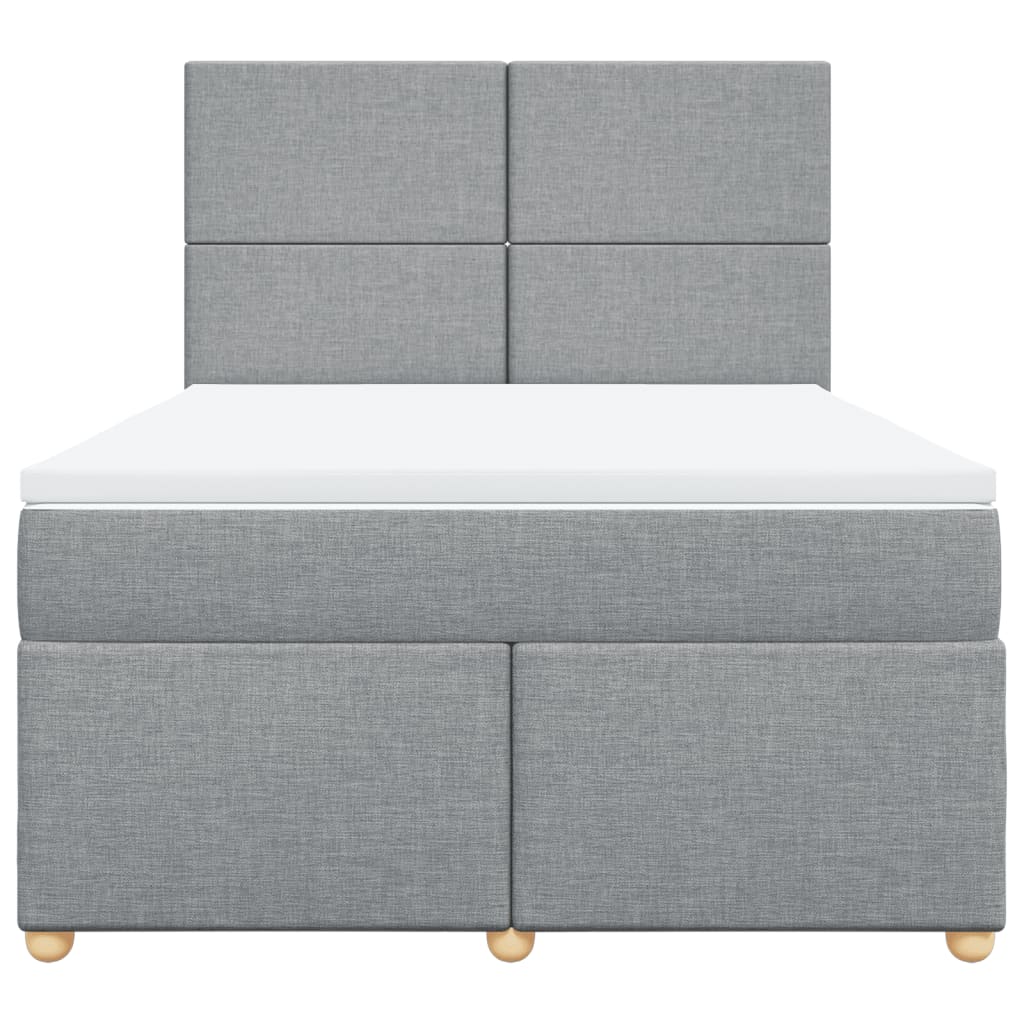 vidaXL Κρεβάτι Boxspring με Στρώμα Ανοιχτό Γκρι 140x200 εκ. Υφασμάτινο