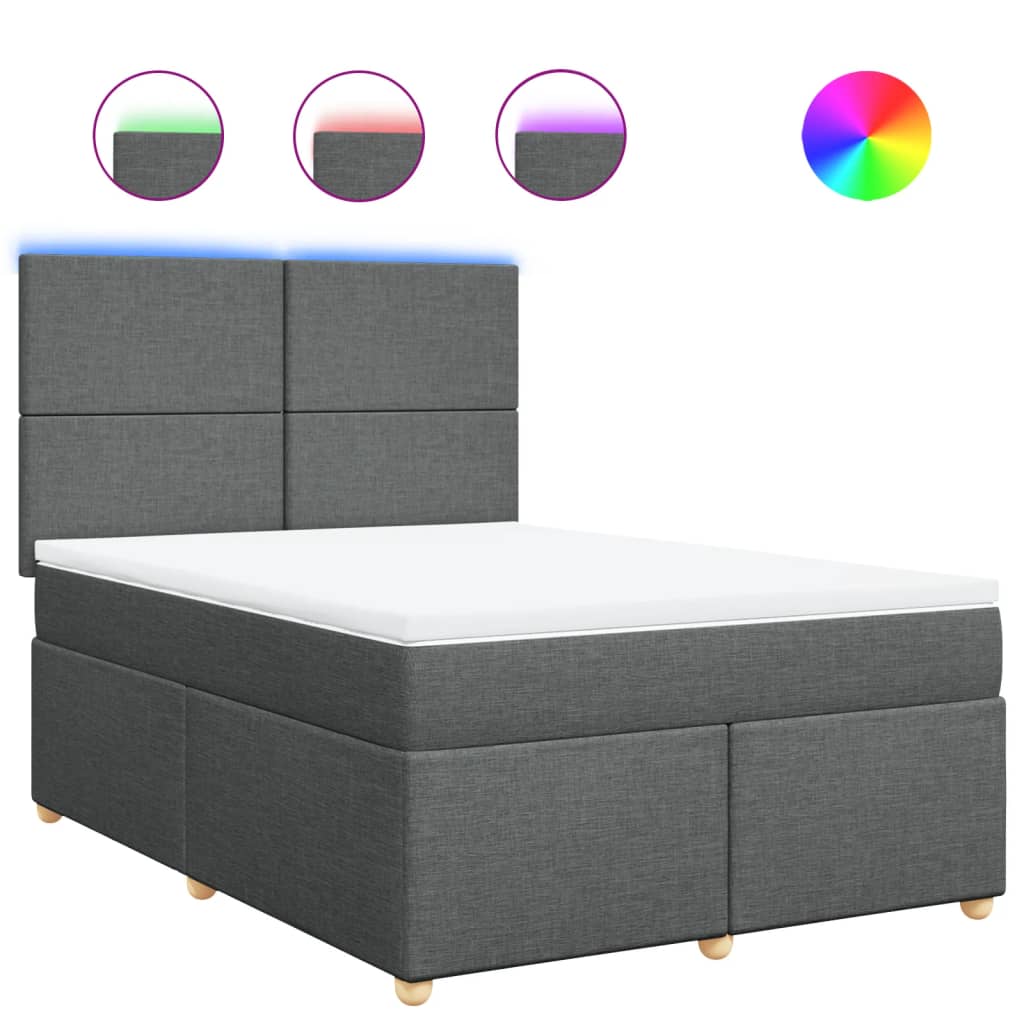 vidaXL Κρεβάτι Boxspring με Στρώμα Σκούρο Γκρι 140x200 εκ Υφασμάτινο