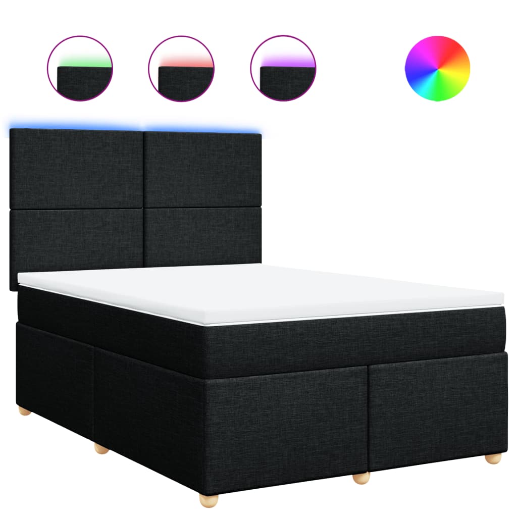 vidaXL Κρεβάτι Boxspring με Στρώμα Μαύρο 140x200 εκ. Υφασμάτινο