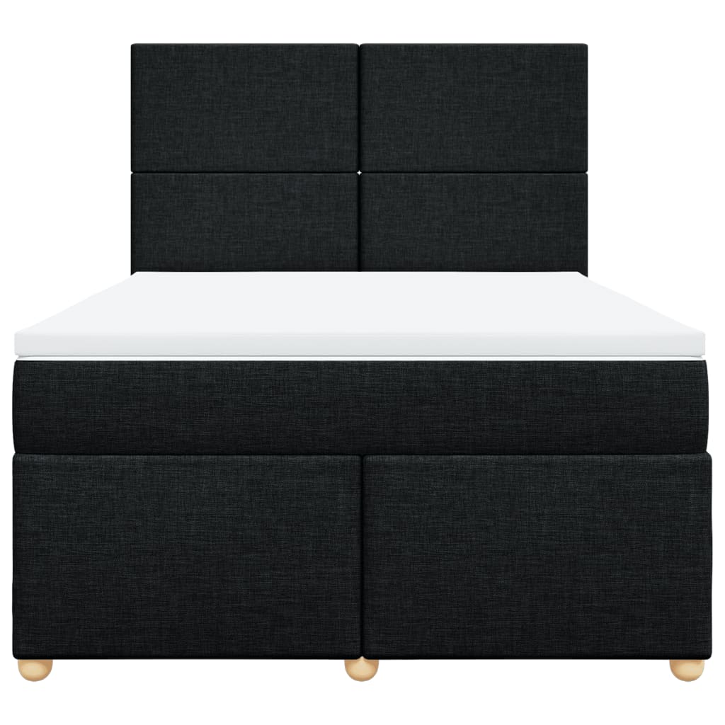 vidaXL Κρεβάτι Boxspring με Στρώμα Μαύρο 140x200 εκ. Υφασμάτινο
