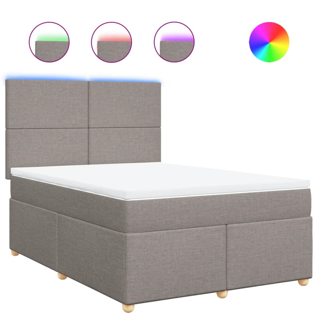 vidaXL Κρεβάτι Boxspring με Στρώμα Taupe 140x200 εκ. Υφασμάτινο
