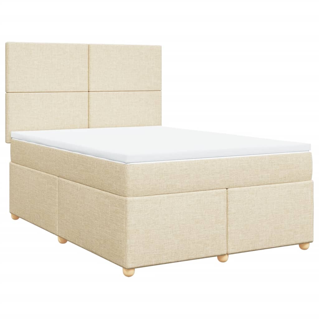 vidaXL Κρεβάτι Boxspring με Στρώμα Κρεμ 140x200 εκ. Υφασμάτινο