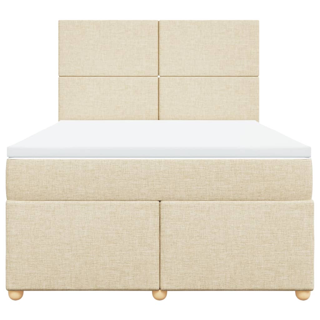 vidaXL Κρεβάτι Boxspring με Στρώμα Κρεμ 140x200 εκ. Υφασμάτινο