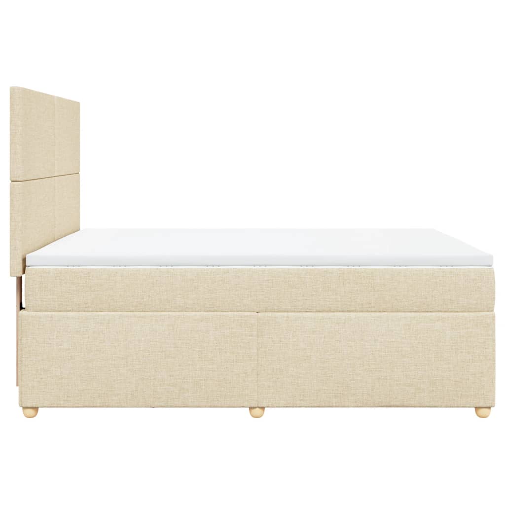 vidaXL Κρεβάτι Boxspring με Στρώμα Κρεμ 140x200 εκ. Υφασμάτινο