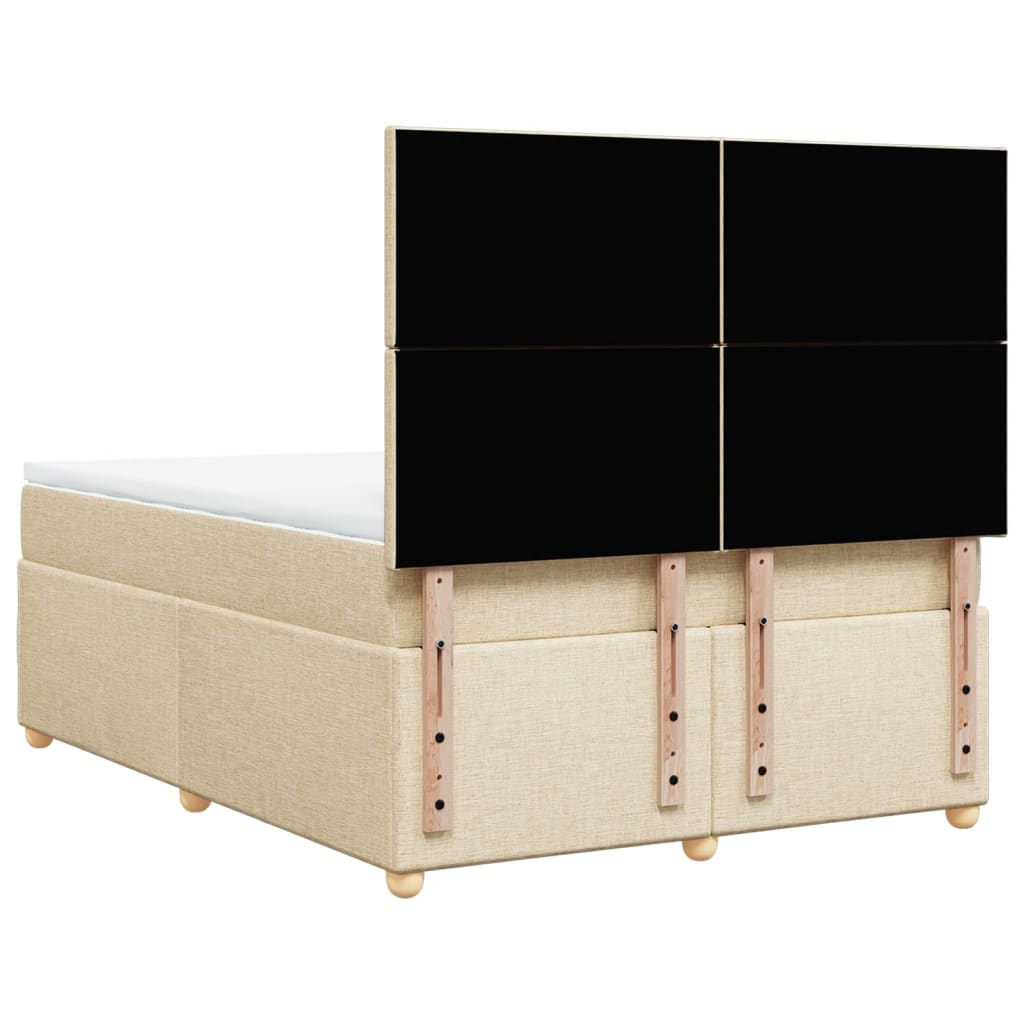 vidaXL Κρεβάτι Boxspring με Στρώμα Κρεμ 140x200 εκ. Υφασμάτινο