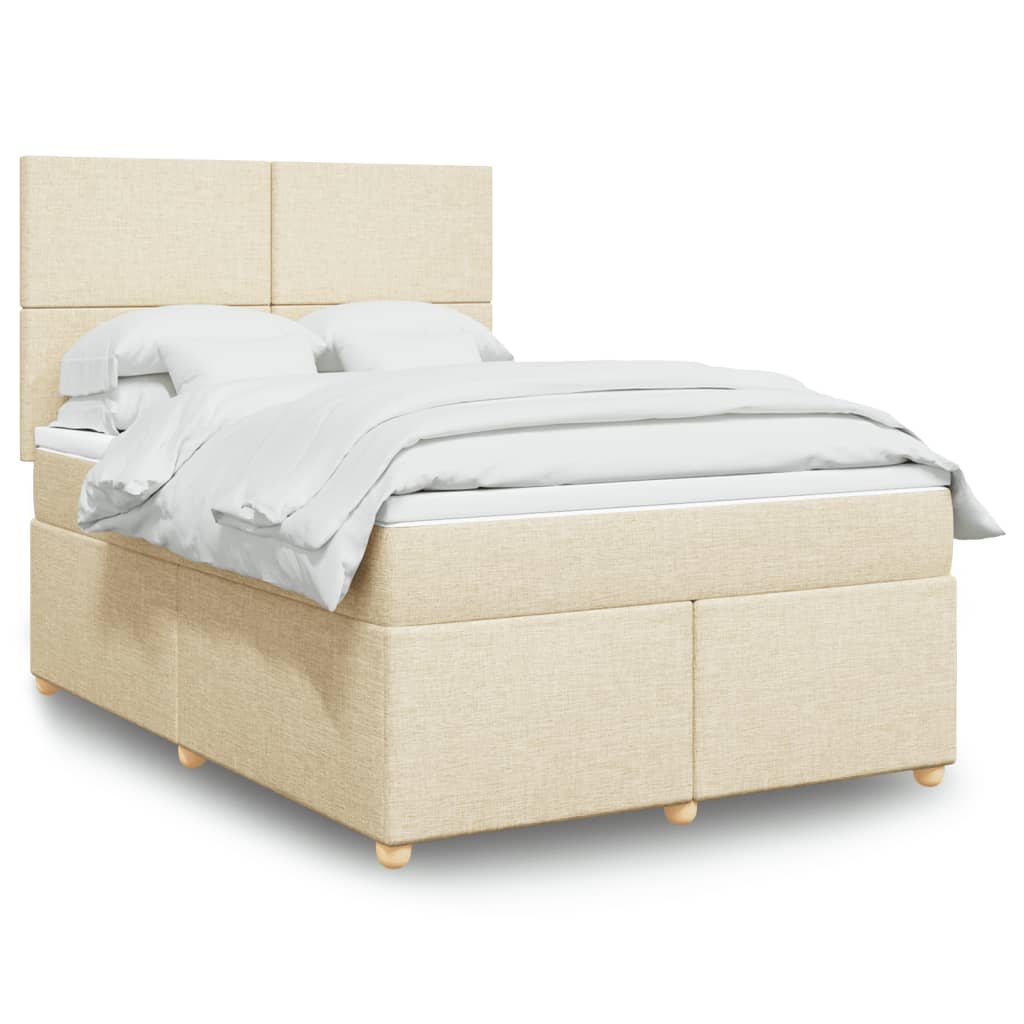 vidaXL Κρεβάτι Boxspring με Στρώμα Κρεμ 140x200 εκ. Υφασμάτινο