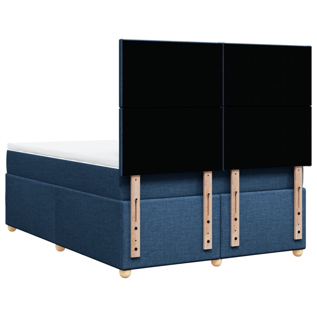 vidaXL Κρεβάτι Boxspring με Στρώμα Μπλε 140x200 εκ. Υφασμάτινο