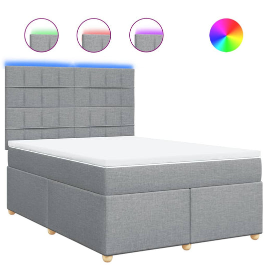 vidaXL Κρεβάτι Boxspring με Στρώμα Ανοιχτό Γκρι 140x200 εκ. Υφασμάτινο