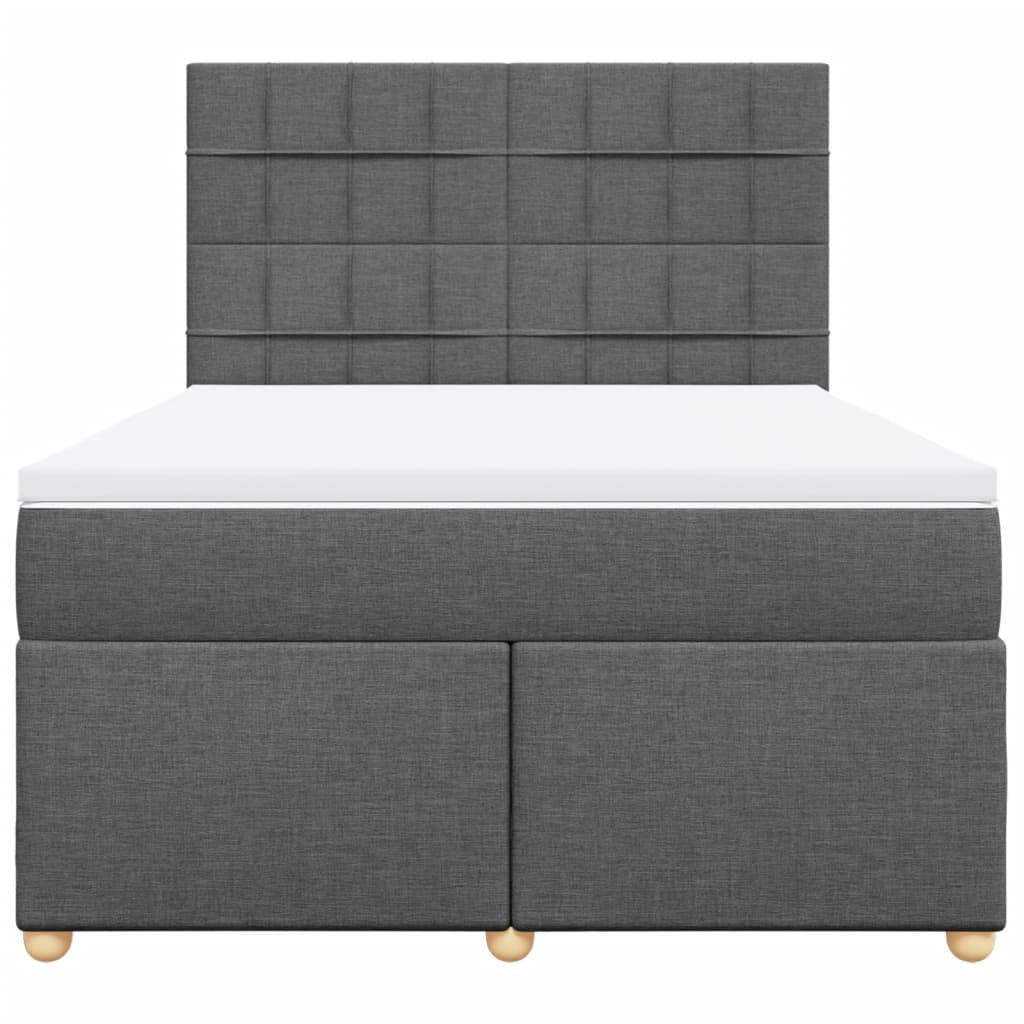 vidaXL Κρεβάτι Boxspring με Στρώμα Σκούρο Γκρι 140x200 εκ Υφασμάτινο